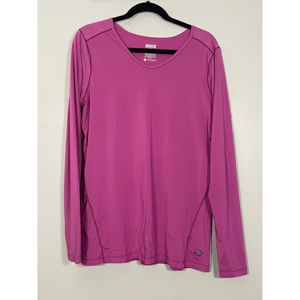 Duluth Trading Co Performance Top Womens M Pink Excellent UPF 50 V-Neck